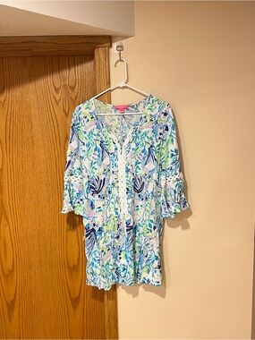 Lilly Pulitzer Blue, Mint & Lavender Floral Tunic